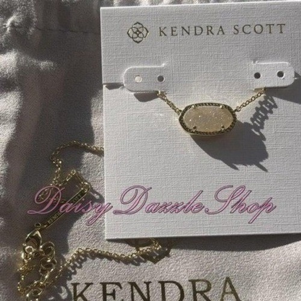 ✨New Kendra Scott Elisa Necklace Pendant Gold Plated in Iridescent Drusy ✨